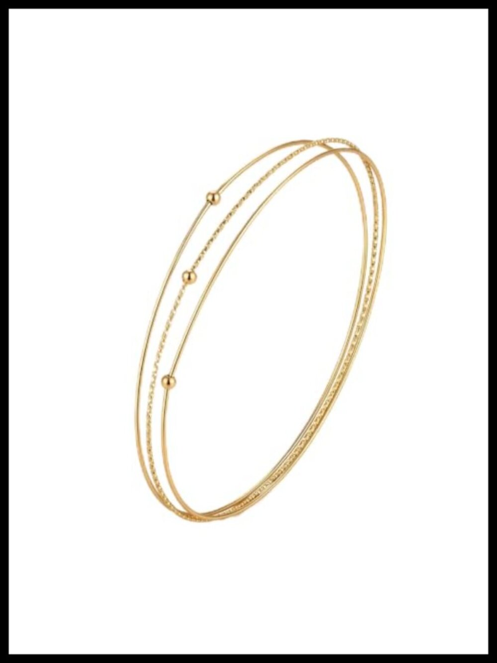 14K Gold Plated Stainless Steel Waterproof Bangle Bracelet